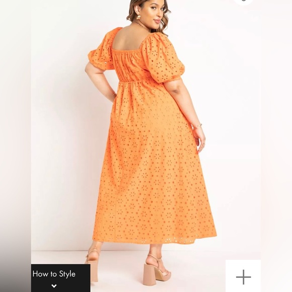 SOLD OUT ONLINE PRICE FIRM ELOQUII Eyelet Tie Front Maxi Dress - Picture 3 of 11